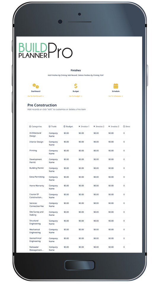Build Planner Pro Customizable Building and Renovation Planner - for North America